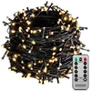A coiled string of warm white LED lights with a remote control. Náhled obrázku produktu