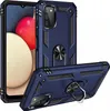 A blue protective phone case with a ring holder is shown from multiple angles against a white background. Produktbild-Vorschau