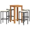 5-tlg. Gartenbar-Set Schwarz Massivholz Akazie und Poly Produktbild-Vorschau 1
