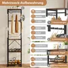 A product image showing a multi-functional storage rack with various items displayed and labeled with text. Náhled obrázku produktu