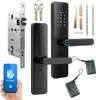 A smart lock system with its components laid out on a white background. Náhled obrázku produktu