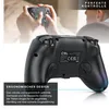 A person's hands holding a game controller, with a close-up of the back of the controller below. Produktbild-Vorschau