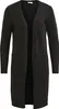 A black, long cardigan with two pockets is shown laid flat against a white background. Produktbild-Vorschau