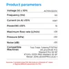 A table of product parameters for an air assist set. Náhled obrázku produktu