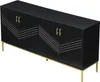A black sideboard with gold accents and legs, shown from a slightly elevated diagonal angle against a white background. Anteprima dell’immagine prodotto