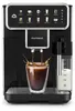 A close-up shot of a black automatic coffee machine with a touchscreen interface, brewing coffee into a glass cup. Náhľad obrázku produktu