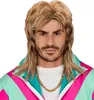 A man wearing a blond mullet wig and a colorful 80s-style jacket, with a gold chain. Anteprima dell’immagine prodotto