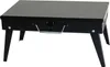 A black foldable grill with legs extended, shown from a front-side angle against a white background. Voir les images du produit