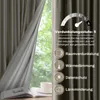 A close-up of a curtain with text and icons describing its features. Produktbild-Vorschau