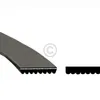 A V-ribbed belt and a cross-section of its ribbed surface against a white background. Produktbild-Vorschau