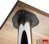 A close-up view of a table leg attachment to a wooden tabletop. Produktbild-Vorschau
