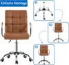 An image showing the assembly steps for a brown office chair. Produktbild-Vorschau
