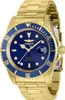 A close-up studio shot of a gold and blue Invicta Pro Diver watch. Náhled obrázku produktu