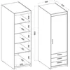 Drehtürenschrank ELENA 1D Weiß mit schwarze Griffe - Produktbild-Vorschau 6