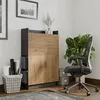 A home office setup with a secretary desk, chair, plant, and storage basket. Anteprima dell’immagine prodotto