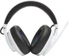 A pair of white and black gaming headphones with a microphone. Produktbild-Vorschau