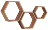 Set aus 3 Sechseckigen Wandregalen aus Massivholz Produktbild-Vorschau 1
