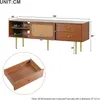 OKWISH Meuble TV avec 2 Portes Coulissantes Effet Rotin et Voir les images du produit 4