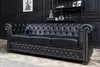 Chesterfield 3-Sitzer Sofa 205cm schwarz Kunstleder Produktbild-Vorschau 2