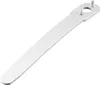 A silver metal tool with two pins and a circular opening at one end, lying on a white background. Produktbild-Vorschau