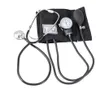A manual blood pressure monitor with a stethoscope, laid out on a white background. Produktbild-Vorschau