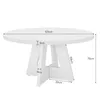 A white round dining table with dimensions indicated by text overlays. Náhľad obrázku produktu