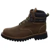 A single brown leather boot with green laces and a black sole, shown from the side against a white background. Anteprima dell’immagine prodotto
