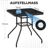 Yaheetech Gartentisch Bistrotisch mit Schirmloch, aus Glas Produktbild-Vorschau 3
