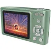 A green digital camera shown from a side angle, displaying a vibrant image on its screen. Produktbild-Vorschau