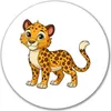 Huuraa Aufkleber Leopard Comic 10cm rund Sticker Produktbild-Vorschau 1