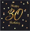 Tovaglioli Happy 30th Birthday neri, 33 cm 20 pz Anteprima dell’immagine prodotto 1