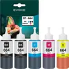 A box of printer ink cartridges and five individual ink bottles are displayed against a white background. Produktbild-Vorschau