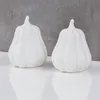 2er Set LED Kürbis Weiß H11cm mit Timer Porzellan Tischdeko Produktbild-Vorschau 5