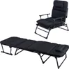 A black reclining chair and a black cot are shown against a white background. Produktbild-Vorschau
