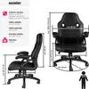 A size chart and diagram illustrating the dimensions of a black office chair, with measurements in centimeters. Náhled obrázku produktu