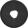 A close-up view of a round, black charcoal filter for a range hood. Produktbild-Vorschau