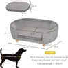 A diagram showing the dimensions of a pet sofa, with a silhouette of a dog indicating how to measure. Produktbild-Vorschau