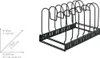 A diagram showing measurements and a black metal pot lid and pan rack. Anteprima dell’immagine prodotto
