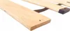 A close-up view of wooden slats from a bed frame, with black plastic end caps visible on some slats. Produktbild-Vorschau