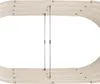 A top-down view of two oval-shaped raised garden beds, connected by thin metal rods. Produktbild-Vorschau