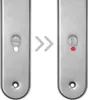 Comparison of a door handle before and after a change, indicated by arrows. Anteprima dell’immagine prodotto