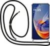 A transparent phone case with a black lanyard attached, shown next to a smartphone. Náhled obrázku produktu