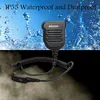 A microphone with a coiled cable is shown against a background of splashing water and mist. Text indicating IP55 waterproof and dustproof is overlaid on the image. Náhled obrázku produktu