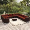 12-tlg. Garten-Lounge-Set mit Kissen Braun Poly Rattan Produktbild-Vorschau 1