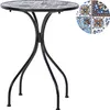 BELIANI Gartentisch Schwarz u. Blau aus Metall Mosaik Produktbild-Vorschau 1