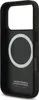 The back of a black iPhone case with a white circular magnetic ring and text at the bottom. Podgląd zdjęcia produktu