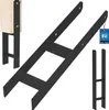 A black metal H-shaped column base is shown, with a wooden post attached to one of them. There are also two smaller, separate H-shaped metal pieces shown. A small blue tag with stars and text is visible. Produktbild-Vorschau