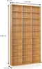 A wooden CD shelf with dimensions indicated. Náhled obrázku produktu