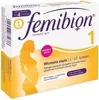 The image shows the front packaging of Femibion 1, a dietary supplement for early pregnancy. Produktbild-Vorschau