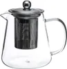 A clear glass teapot with a stainless steel infuser and lid, presented against a white background. Podgląd zdjęcia produktu